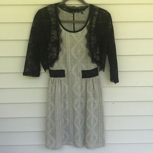 Sweater Dress with Lace Trim and Shrug